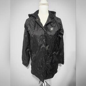 OBEY Unisex Black Fleece Lined Hooded Windbreaker Jacket Size Small